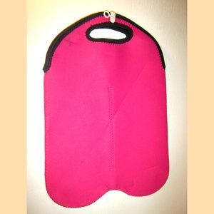 2-Bottle Pink Neoprene Portable Insulated Wine Bag Cooler Carrier